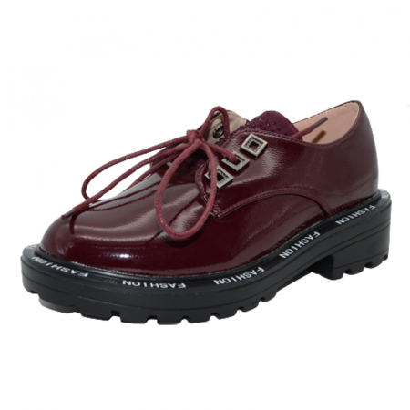 Pantofi cu siret si scai fete - Pantofi pentru fete MRS M98-8V, Visiniu