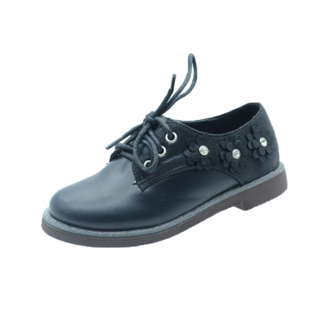 Pantofi cu siret si scai fete - Pantofi pentru fete MRS R0512-16-29, Negru