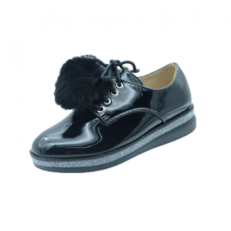 Pantofi cu siret si scai fete - Pantofi pentru fete MRS R1626N-28, Negru
