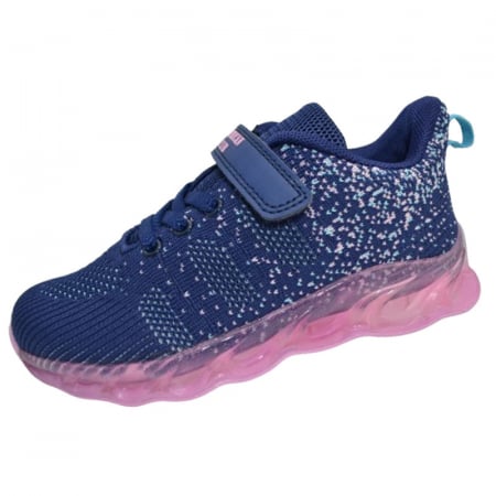 Adidasi fete - Pantofi sport cu led pentru fete American Club ES131/23, Bleumarin