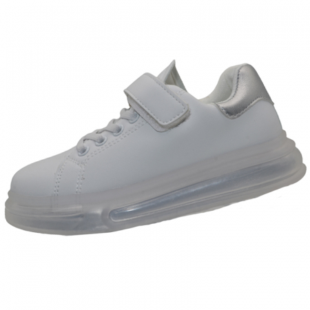 Pantofi cu siret si scai fete - Pantofi sport pentru fete Apawwa T309-1, Alb