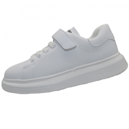 Pantofi cu siret si scai fete - Pantofi sport pentru fete Apawwa TC01-1, Alb
