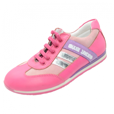 Pantofi cu siret si scai fete - Pantofi sport pentru fete Pinky Pinky 3001-36, Fucsia