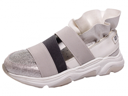 Pantofi cu siret si scai fete - Pantofi sport pentru fete WeeStep R537333917W_27, Argintiu
