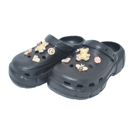 Papuci si slapi fete - Papuci din spuma EVA, pentru fete, Mini Junior PSF-100625N, Negru