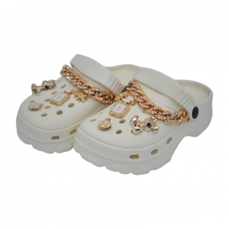 Papuci si slapi fete - Papuci din spuma EVA, pentru fete, Mini Junior PSF-1006C, Crem