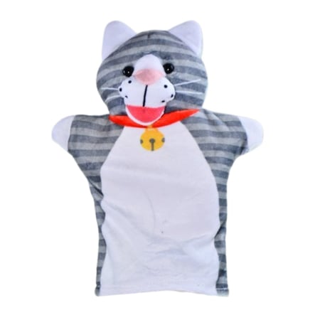 Jocuri si jucarii educative - Păpușă de mână, in forma de pisica, Mini Junior PM0509P3, Gri