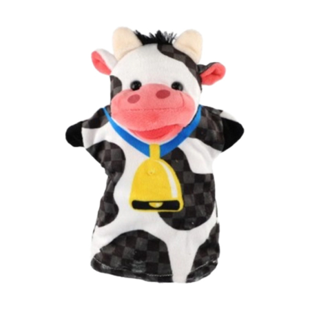 Jocuri si jucarii educative - Păpușă de mână, in forma de vacă, Mini Junior PM0509V, Alb
