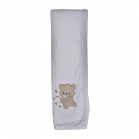 Paturici si pleduri bebelusi - Patura din bumbac 90 x 90 cm, pentru copii, Mini Junior PT0805UA-4, Alb