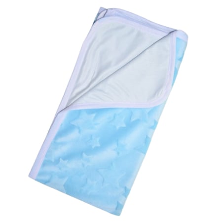 Paturici si pleduri bebelusi - Patura din bumbac si catifea, cu 2 straturi, 80 x 80 cm, pentru fete, Mini Junior PT1511A, Albastru