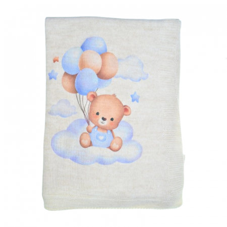 Paturici si pleduri bebelusi - Patura pentru baieti 80 x 90 cm Mini Junior PT-MJ15, Crem