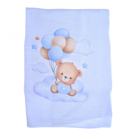 Paturici si pleduri bebelusi - Patura pentru baieti 80 x 90 cm Mini Junior PT-MJ18, Albastru