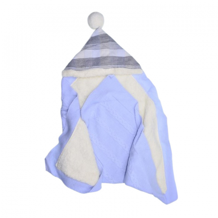 Paturica de infasat tip port bebe 90 x 80 cm Mini Junior PT-MJ46, Albastru [3]