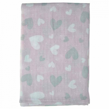 Accesorii camera bebe - Paturica muselina din bumbac 80 x 60 cm pentru copii Mini Junior FNTMJ-J, Roz