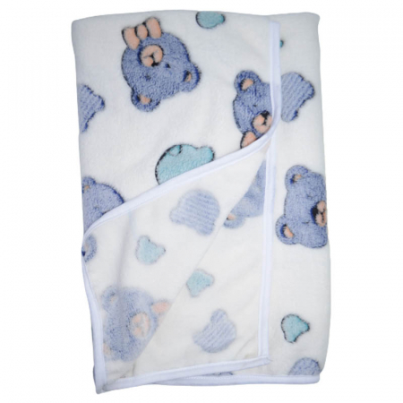 Paturica pufoasa 75 x 70 cm pentru baieti Mini Bimbi P110323-13, Alb [1]