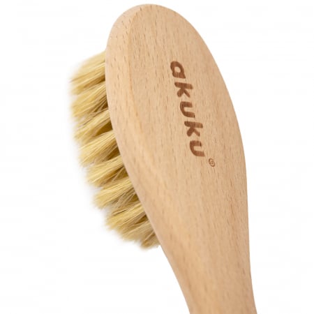 Perie din par natural pentru bebelusi, Akuku A0669, 0 luni+, Maro [1]
