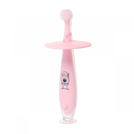 Periute dinti - Periuta de dinti cu inel de protectie 6+ luni BabyOno 551/01, Roz
