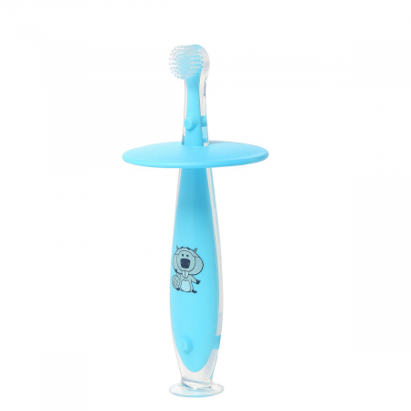 Periute dinti - Periuta de dinti cu inel de protectie 6+ luni BabyOno 551/01AL, Albastru