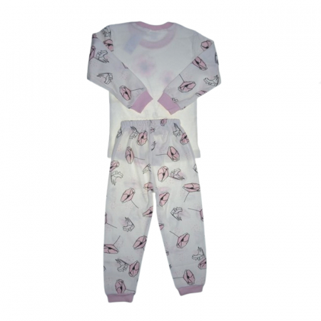 Pijama 2 piese pantaloni si bluza pentru fete Mini Junior PJM-MJ4, Alb [1]