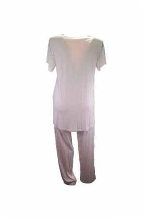 Pijama cu maneca scurta pentru gravide si alaptat Nicoletta 7340, Roz [1]