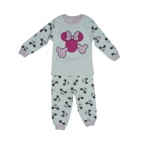 Pijamale - Pijama 2 piese pantaloni si bluza pentru fete Mini Junior PJM-MJ1, Alb