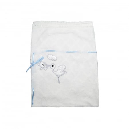 Paturici si pleduri bebelusi - Pled 90 x 80 cm pentru baieti Mini Junior B213, Alb