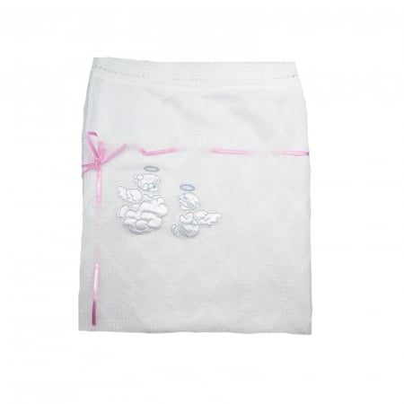 Paturici si pleduri bebelusi - Pled 90 x 80 cm pentru fete Mini Junior B216, Alb