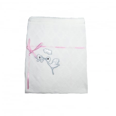 Paturici si pleduri bebelusi - Pled 90 x 80 cm pentru fete Mini Junior B217, Alb