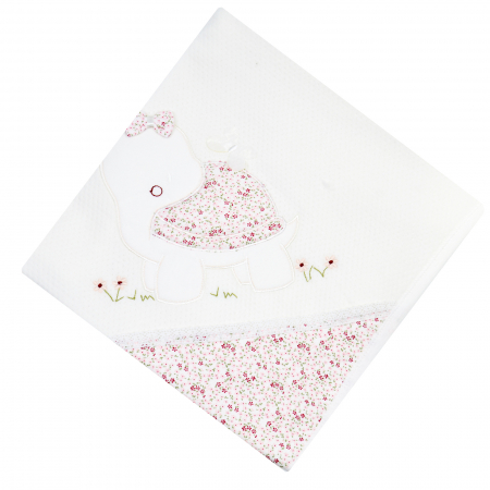 Paturici si pleduri bebelusi - Pled 90 x 90 cm pentru fete Mini Junior BBW-19, Alb
