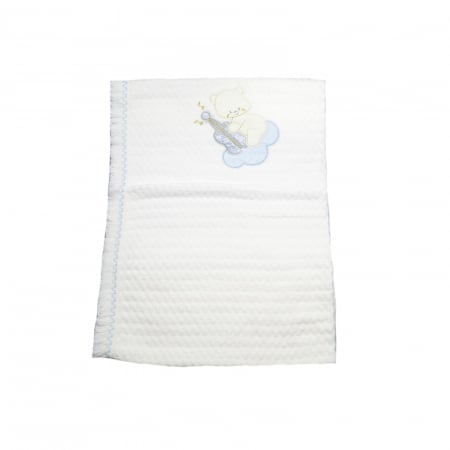 Paturici si pleduri bebelusi - Pled 95 x 85 cm pentru baieti Mini Junior 1032, Alb
