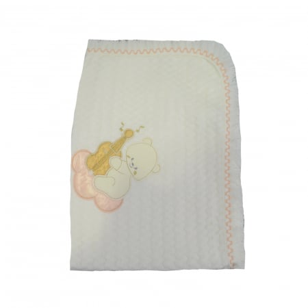 Paturici si pleduri bebelusi - Pled 97 x 84 cm pentru fete Mini Junior 1032AB, Alb