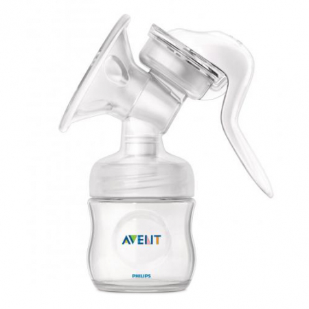Pompa de san manuala cu 3 recipiente pentru stocarea laptelui PHILIPS AVENT Natural SCF330/13, Albastru [1]
