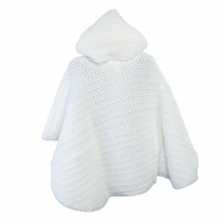 Poncho tricotat cu gluga pentru fete Mini Junior PCGF-A, Alb [1]