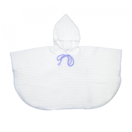Poncho tricotat cu gluga pentru fete Mini Junior PCGF-A, Alb [2]