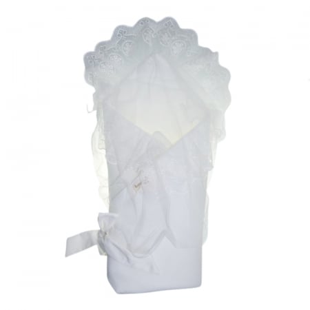 Pleduri si port-bebe-uri - Port bebe elegant de infasat pentru botez 80 x 80 cm Mini Junior SIN-BZ2, Alb