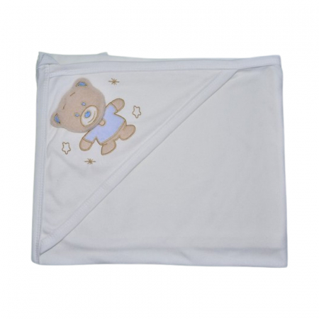 Prosop 100 x 90 cm cu gluga pentru bebelusi, Mini Junior PB0805UA, Alb [1]