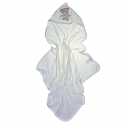 Prosoape - Prosop 100 x 90 cm cu gluga pentru bebelusi, Mini Junior PB0805UA, Alb