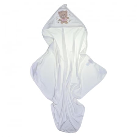 Prosoape - Prosop 100 x 90 cm cu gluga pentru bebelusi, Mini Junior PB0805UR, Alb