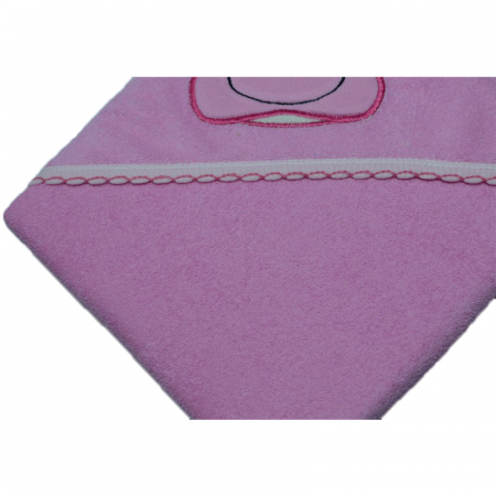 Prosop 80 x 80 cm cu gluga de baie Terjan 303-R1, Roz [1]
