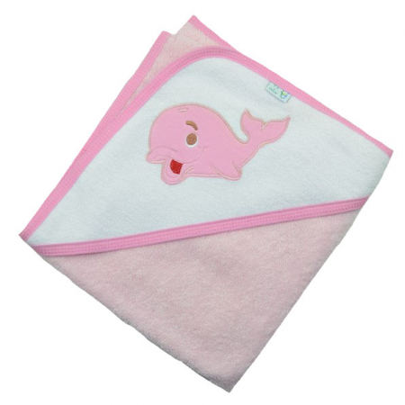 Prosoape - Prosop 80 x 80 cm cu gluga pentru bebelusi Ty i My PBGTM1R, Roz