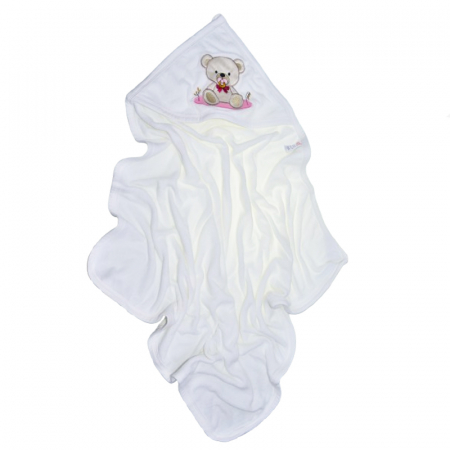 Prosoape - Prosop 80 x 85 cm cu gluga pentru bebelusi Mini Junior 0075R, Alb