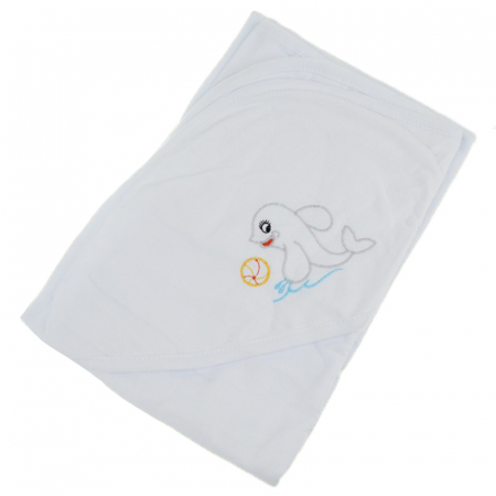 Prosoape - Prosop cu gluga 75 x 75 cm pentru baieti Pifou 9001A12, Alb