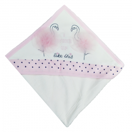 Prosoape - Prosop cu gluga 80 x 90 cm pentru fete Mini Junior BBW-56, Roz