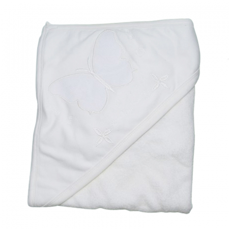 Prosop cu gluga din bumbac pentru fete 90 x 85 cm Mini Junior PSP-4, Crem [1]