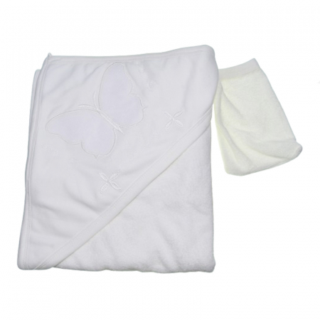 Prosoape - Prosop cu gluga din bumbac pentru fete 90 x 85 cm Mini Junior PSP-4, Crem