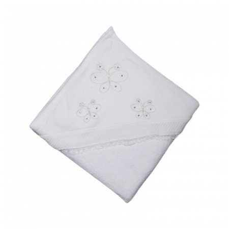 Prosoape - Prosop cu gluga, pentru fete, 90 x 80 cm, Mini Junior PRS0109A5, Alb