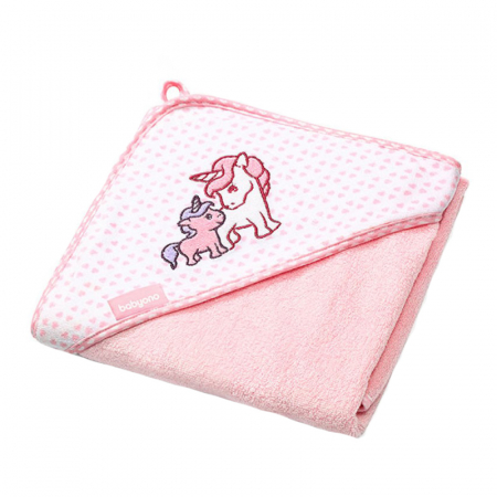 Prosoape - Prosop cu gluga pentru fete 100 x 100 cm BabyOno 346/01, Roz