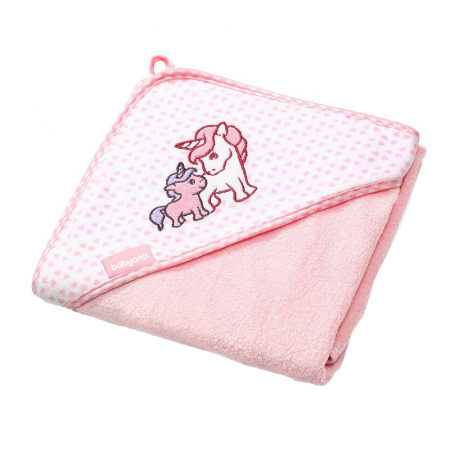 Prosoape - Prosop cu gluga pentru fete 76 x 76 cm BabyOno 345/01, Roz