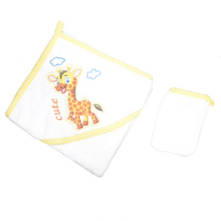 Prosoape - Prosop cu gluga si manusa 90 x 75 Mini Junior MJM-15, Galben