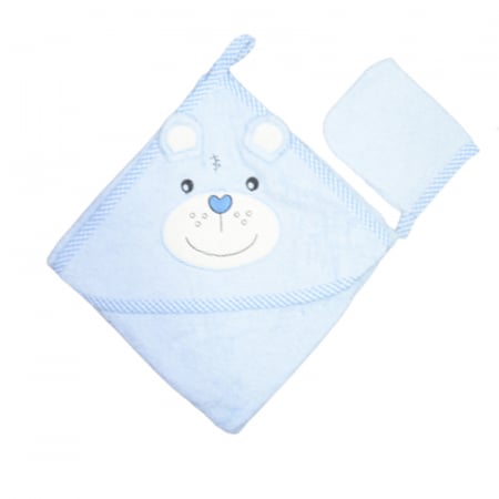 Prosoape - Prosop cu gluga si manusa 90 x 75 Mini Junior MJM-16, Albastru